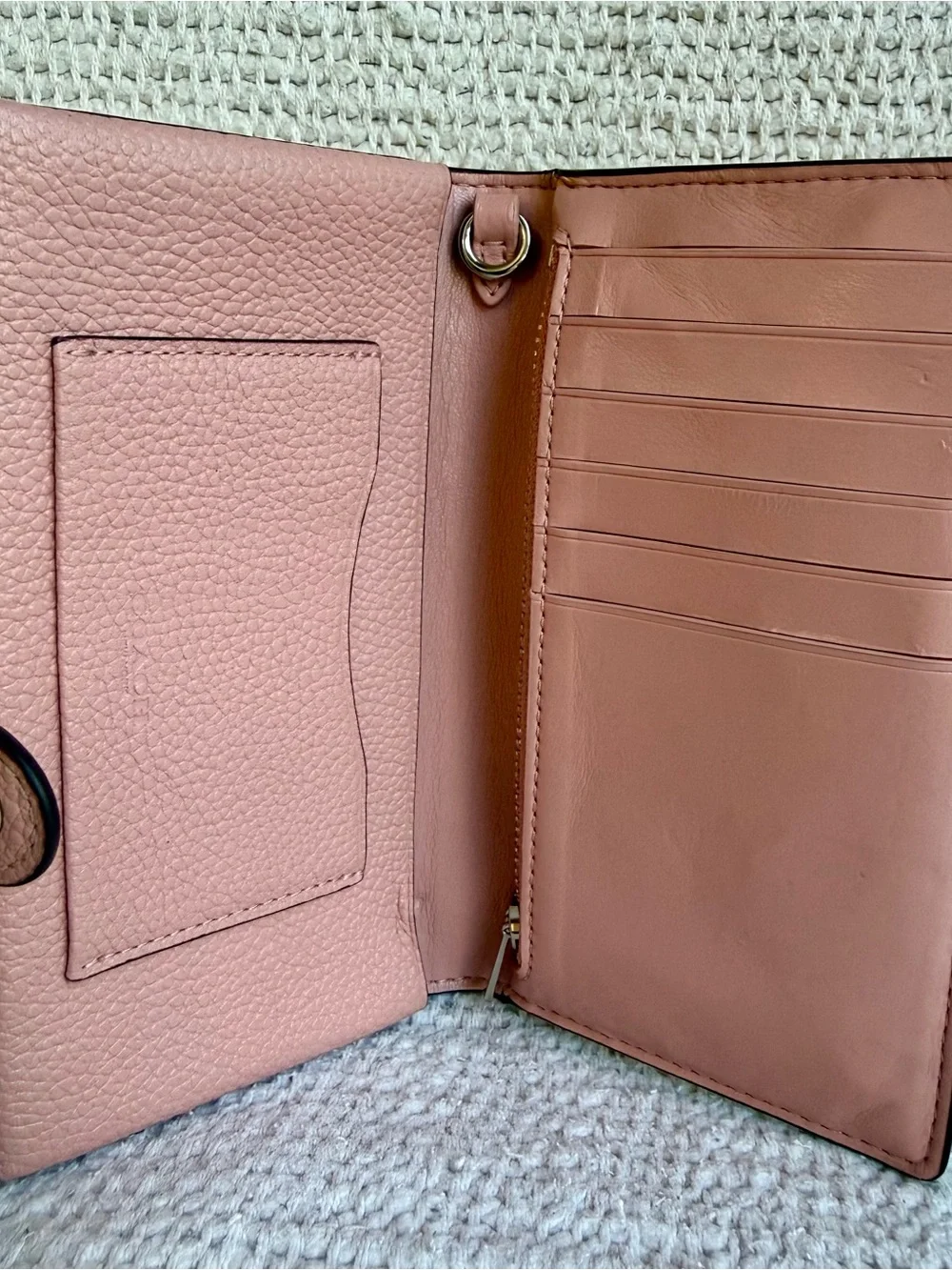 Coach Peony Pink Pebble Leather Phone Wristlet Wallet 13943 SV/PY